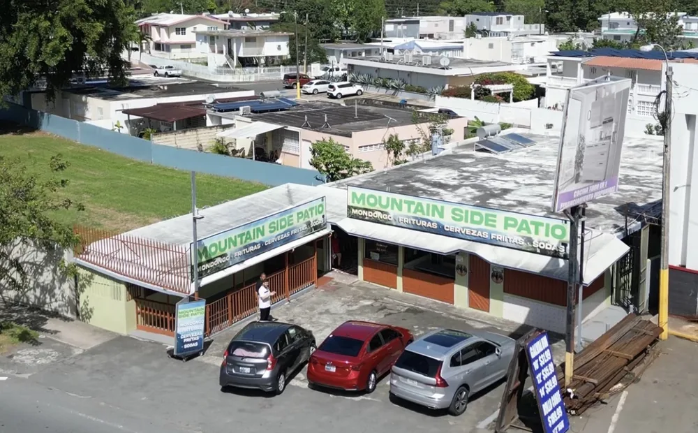 Aerial drone photo of a commercial property roof in Puerto Rico, shot by Zoom Realty Services