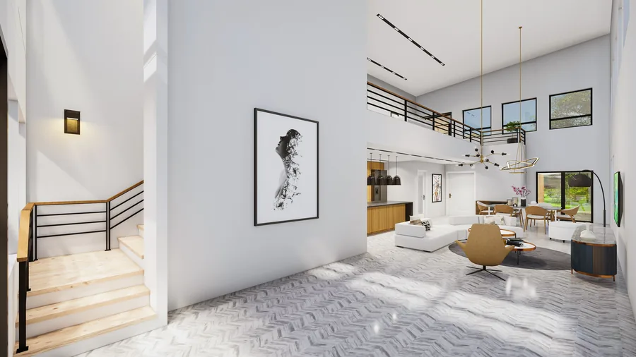 Bright modern home interior prepared for listing photography